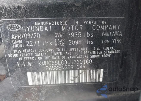 2020 Hyundai Ioniq Hybrid Blue из США, поврежденный, VIN KMHC65LC3LU220160